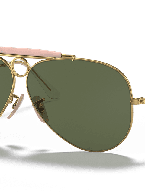 Ray-Ban Sunglasses Unisex Shooter - Arista Gold Frame Green Lenses 58-09