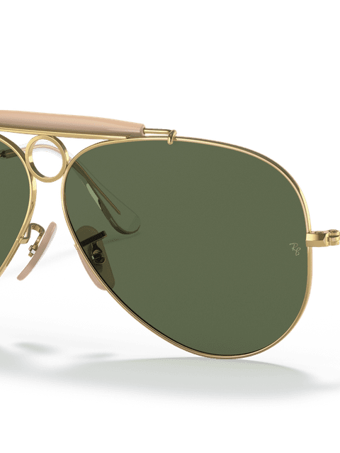 Ray-Ban Sunglasses Unisex Shooter | Aviation Collection - Arista Gold Frame Green Lenses 58-09