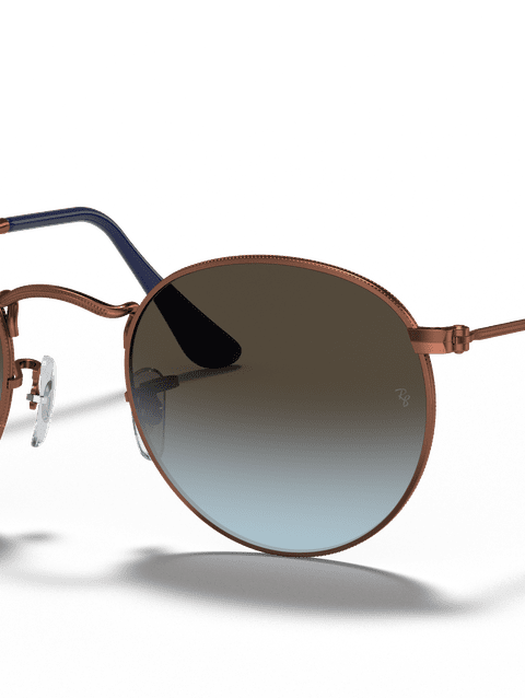 Ray-Ban Sunglasses Man Round Metal - Bronze-copper Frame Blue Lenses 47-21