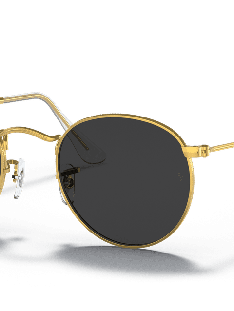 Ray-Ban Sunglasses Man Round Metal - Gold Frame Black Lenses 50-21 Polarized