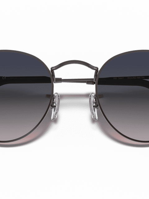 Ray-Ban Sunglasses Unisex Round Metal @collection - Gunmetal Frame Blue Lenses 50-21 Polarized