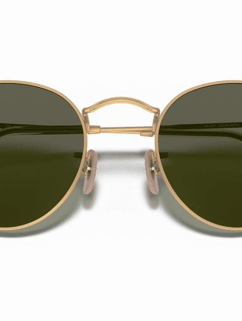 Ray-Ban Sunglasses Man Round Metal - Gold Frame Green Lenses 50-21 Polarized