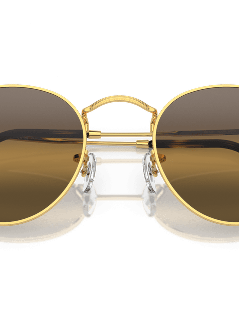 Ray-Ban Sunglasses Man Round Metal Chromance - Arista Gold Frame Brown Lenses 50-21 Polarized