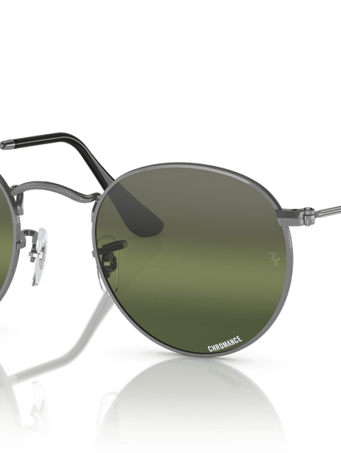 Ray-Ban Sunglasses Man Round Metal Chromance - Gunmetal Frame Silver Lenses 50-21 Polarized