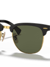 Ray-Ban Sunglasses Unisex Clubmaster Aluminum - Black On Gold Frame Green Lenses 51-21 Polarized