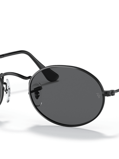 Ray-Ban Sunglasses Unisex Oval Metal - Black Frame Grey Lenses 54-21