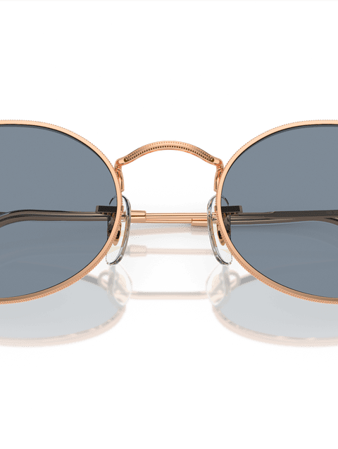 Ray-Ban Sunglasses Unisex Oval Metal - Rose Gold Frame Blue Lenses 54-21 Polarized