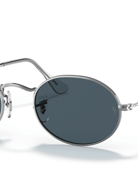 Ray-Ban Sunglasses Unisex Oval Metal - Silver Frame Blue Lenses 54-21