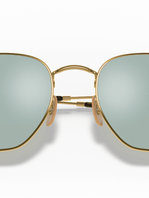 Ray-Ban Sunglasses Unisex Hexagonal Flat Lenses - Arista Gold Frame Silver Lenses 48-21