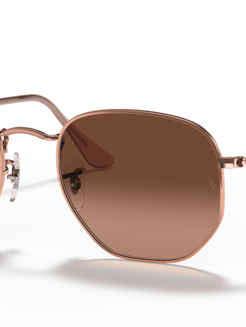 Ray-Ban Sunglasses Unisex Hexagonal Flat Lenses - Copper Frame Brown Lenses 48-21