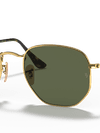 Ray-Ban Sunglasses Unisex Hexagonal Flat Lenses - Arista Gold Frame Green Lenses 48-21