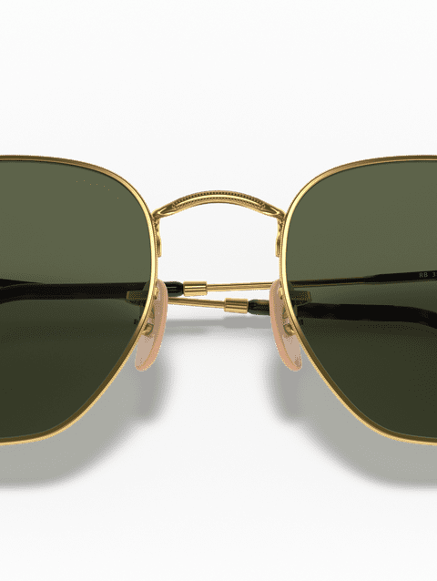 Ray-Ban Sunglasses Unisex Hexagonal Flat Lenses - Arista Gold Frame Green Lenses 48-21