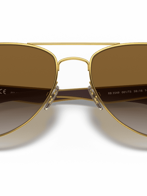 Ray-Ban Sunglasses Unisex Rb3549 - Gold Frame Brown Lenses 61-16 Polarized