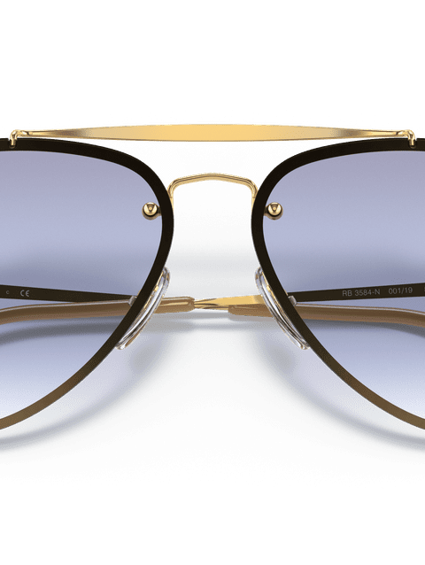 Ray-Ban Sunglasses Unisex Blaze Aviator - Arista Gold Frame Blue Lenses 58-13