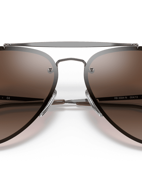 Ray-Ban Sunglasses Unisex Blaze Aviator - Gunmetal Frame Brown Lenses 61-13