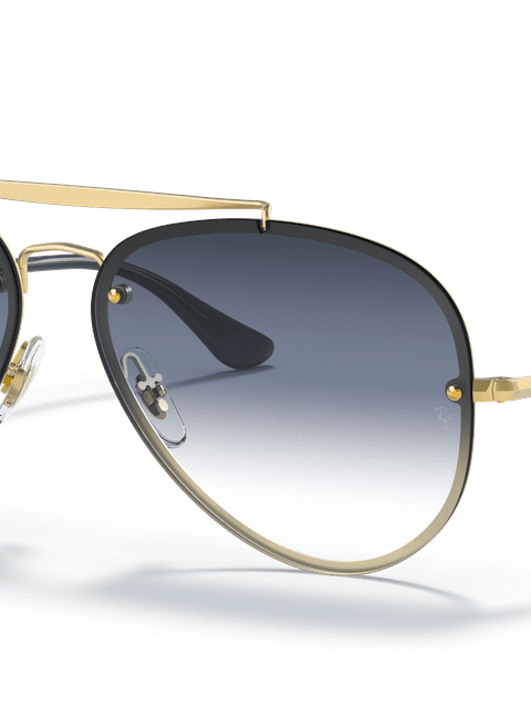 Ray-Ban Sunglasses Unisex Blaze Aviator - Gold Frame Blue Lenses 61-13