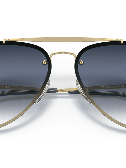 Ray-Ban Sunglasses Unisex Blaze Aviator - Gold Frame Blue Lenses 61-13