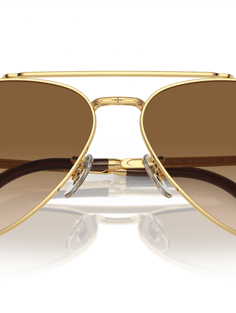 Ray-Ban Sunglasses Unisex New Aviator - Arista Gold Frame Brown Lenses 58-14