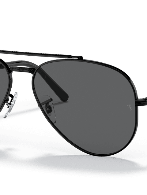 Ray-Ban Sunglasses Unisex New Aviator - Black Frame Grey Lenses 55-14