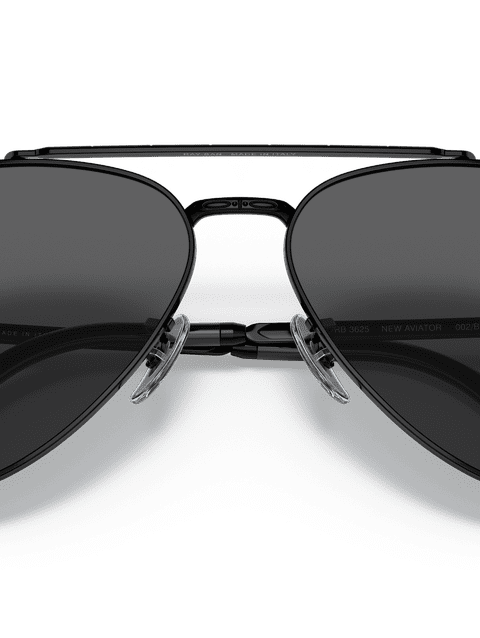 Ray-Ban Sunglasses Unisex New Aviator - Black Frame Grey Lenses 55-14