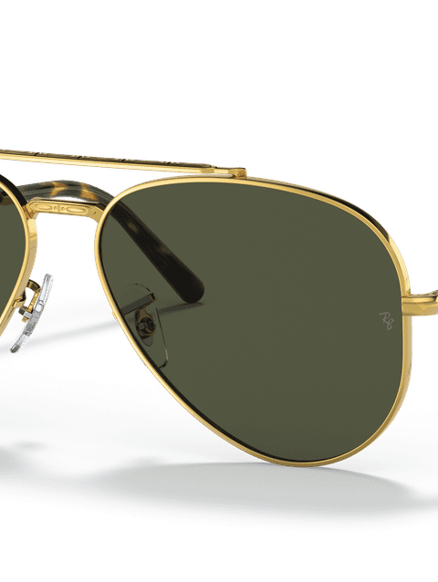 Ray-Ban Sunglasses Unisex New Aviator - Gold Frame Green Lenses 58-14