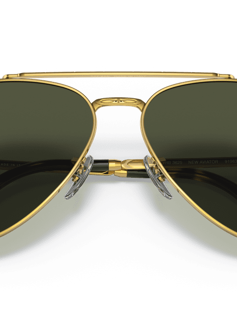 Ray-Ban Sunglasses Unisex New Aviator - Gold Frame Green Lenses 58-14