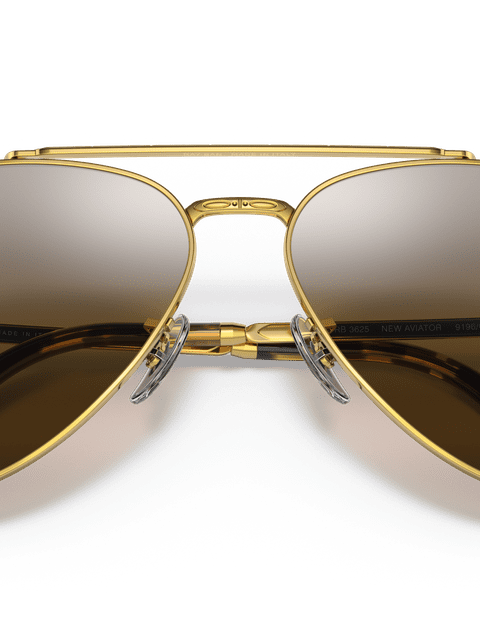 Ray-Ban Sunglasses Unisex New Aviator - Gold Frame Brown Lenses 58-14 Polarized