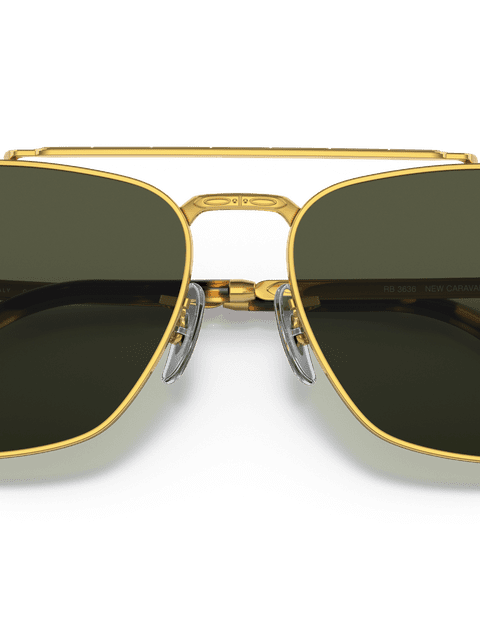 Ray-Ban Sunglasses Unisex New Caravan - Gold Frame Green Lenses 58-15