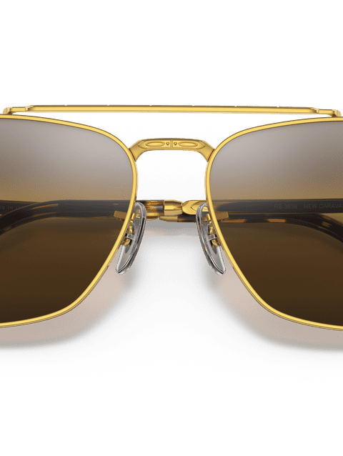 Ray-Ban Sunglasses Unisex New Caravan - Gold Frame Brown Lenses 58-15 Polarized