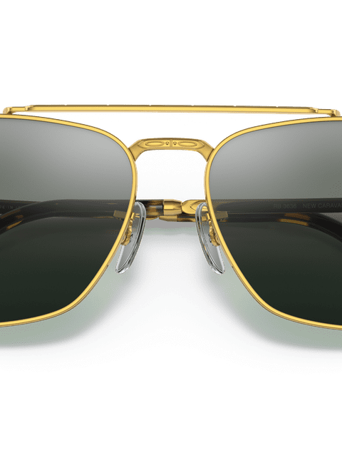 Ray-Ban Sunglasses Unisex New Caravan - Gold Frame Silver Lenses 58-15 Polarized