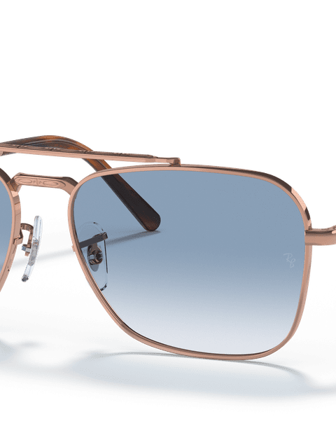 Ray-Ban Sunglasses Unisex New Caravan - Pink Gold Frame Blue Lenses 58-15