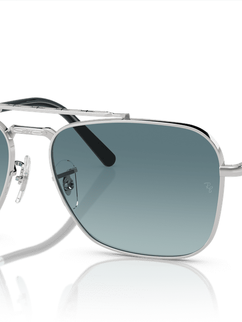 Ray-Ban Sunglasses Unisex New Caravan - Silver Frame Blue Lenses 58-15