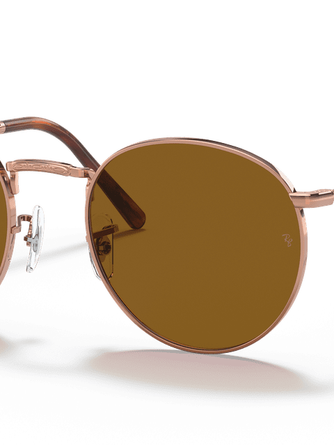 Ray-Ban Sunglasses Unisex New Round - Rose Gold Frame Brown Lenses 50-21