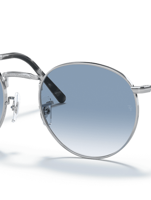 Ray-Ban Sunglasses Unisex New Round - Silver Frame Blue Lenses 50-21