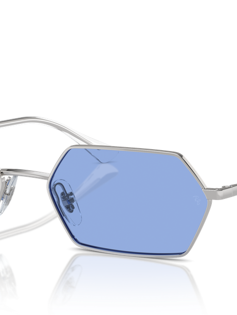 Ray-Ban Sunglasses Unisex Yevi Bio-based - Silver Frame Blue Lenses 55-18