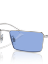 Ray-Ban Sunglasses Unisex Emy Bio-based - Silver Frame Blue Lenses 56-17