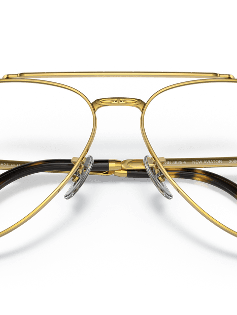 Ray-Ban Eyeglasses Unisex New Aviator Optics Prescription - Gold Frame Clear Lenses 58-14 Polarized