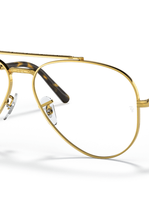 Ray-Ban Eyeglasses Unisex New Aviator Optics Prescription - Gold Frame Clear Lenses 55-14 Polarized