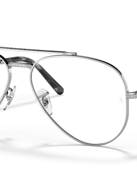 Ray-Ban Eyeglasses Unisex New Aviator Optics Prescription - Silver Frame Clear Lenses 58-14 Polarized