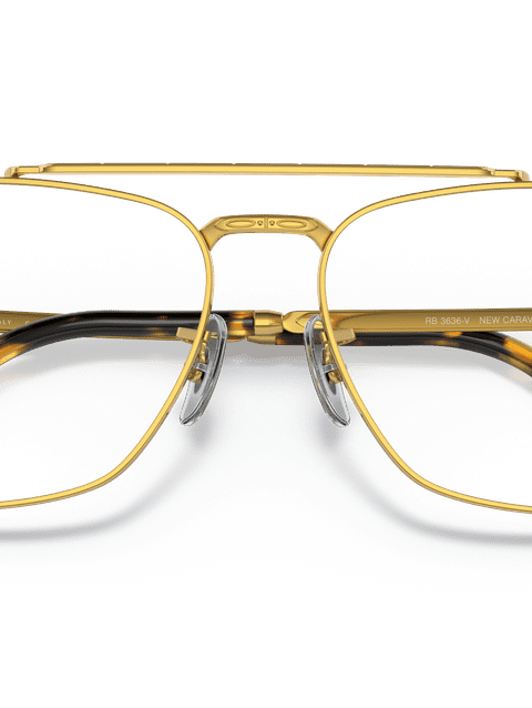 Ray-Ban Eyeglasses Unisex New Caravan Optics Prescription - Gold Frame Clear Lenses 55-15 Polarized