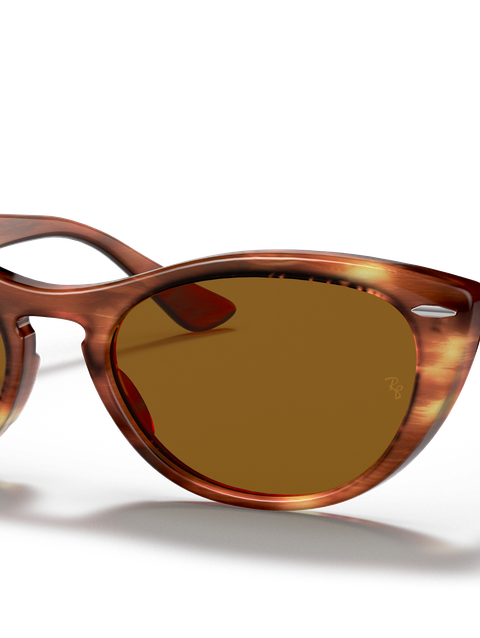 Ray-Ban Sunglasses Woman Nina - Striped Havana Frame Brown Lenses 54-18