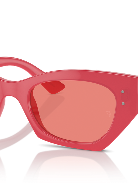 Ray-Ban Sunglasses Unisex Zena Bio-based - Red Cherry Frame Pink Lenses 52-22