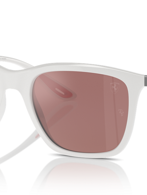 Ray-Ban Sunglasses Unisex Scuderia Ferrari Leclerc Special Edition 2024 - White Frame Silver Lenses 54-20 Polarized