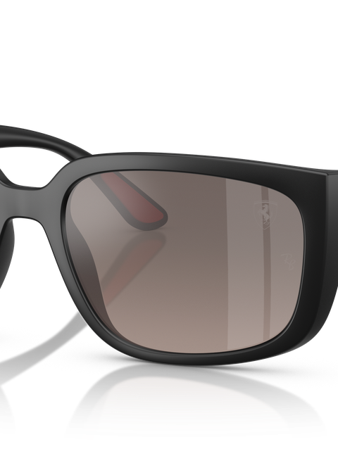 Ray-Ban Sunglasses Unisex Rb4443m Scuderia Ferrari Collection Chromance - Matte Black Frame Grey Lenses 57-19 Polarized