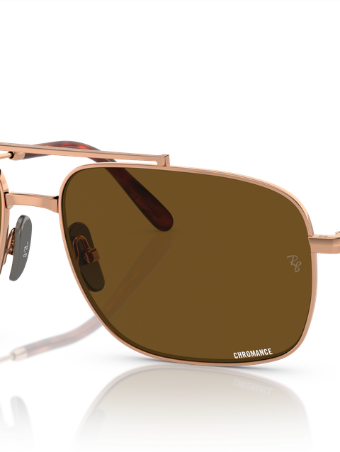 Ray-Ban Sunglasses Unisex Michael Titanium - Light Brown Frame Brown Lenses 59-15 Polarized