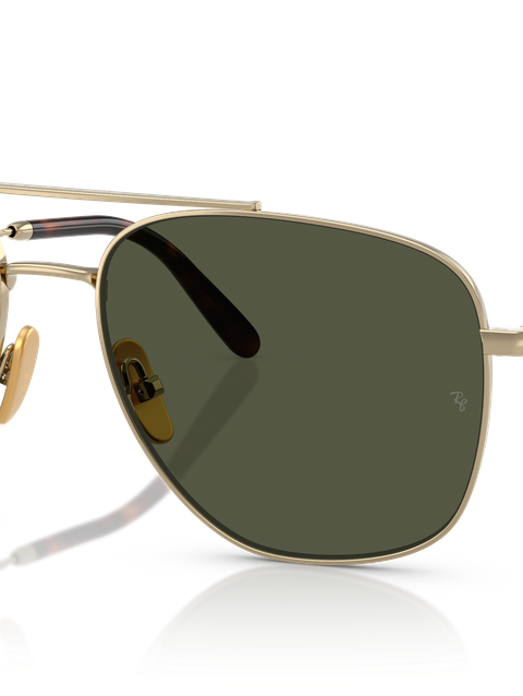 Ray-Ban Sunglasses Unisex William Titanium - Arista Gold Frame Green Lenses 59-17