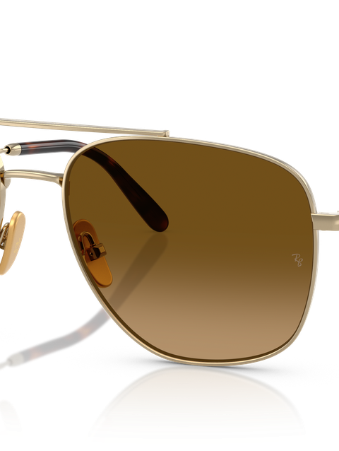 Ray-Ban Sunglasses Unisex William Titanium - Arista Gold Frame Brown Lenses 59-17 Polarized