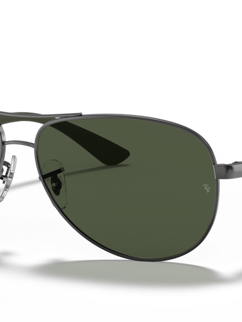 Ray-Ban Sunglasses Man Carbon Fibre - Grey Frame Green Lenses 61-13 Polarized