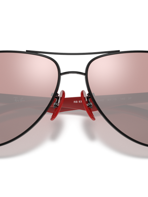 Ray-Ban Sunglasses Man Rb8313m Scuderia Ferrari Collection - Black Frame Silver Lenses 61-13 Polarized