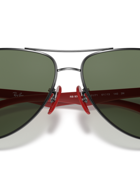 Ray-Ban Sunglasses Man Rb8313m Scuderia Ferrari Collection - Black Frame Green Lenses 61-13